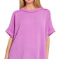 Ribbed Cuffed Short Sleeve Top