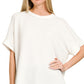 Ribbed Cuffed Short Sleeve Top