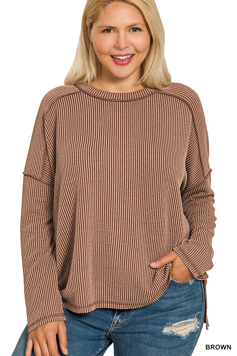 Plus Rib Long Sleeve Top OL