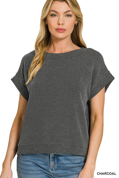 Ribbed Cap Sleeve Top