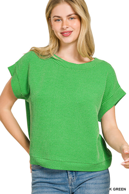 Ribbed Cap Sleeve Top