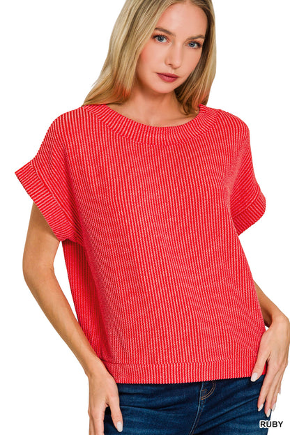 Ribbed Cap Sleeve Top