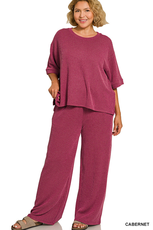 OL Plus Ribbed Pants Set