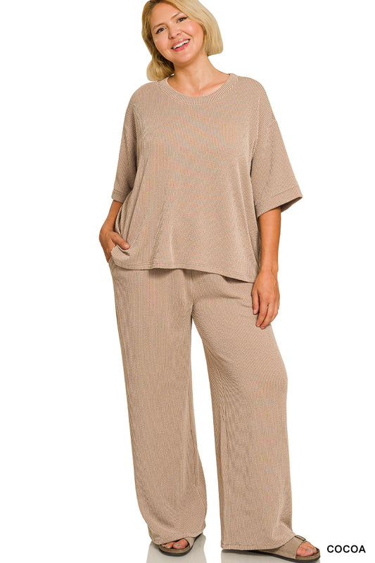 OL Plus Ribbed Pants Set