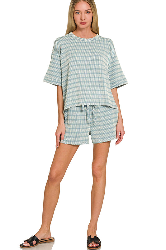 OL Ribbed Striped Short Set