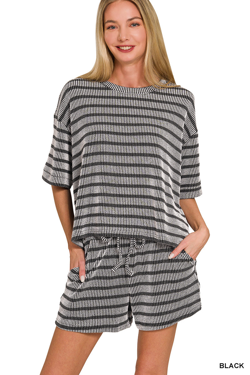 OL Ribbed Striped Short Set