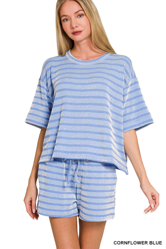 OL Ribbed Striped Short Set