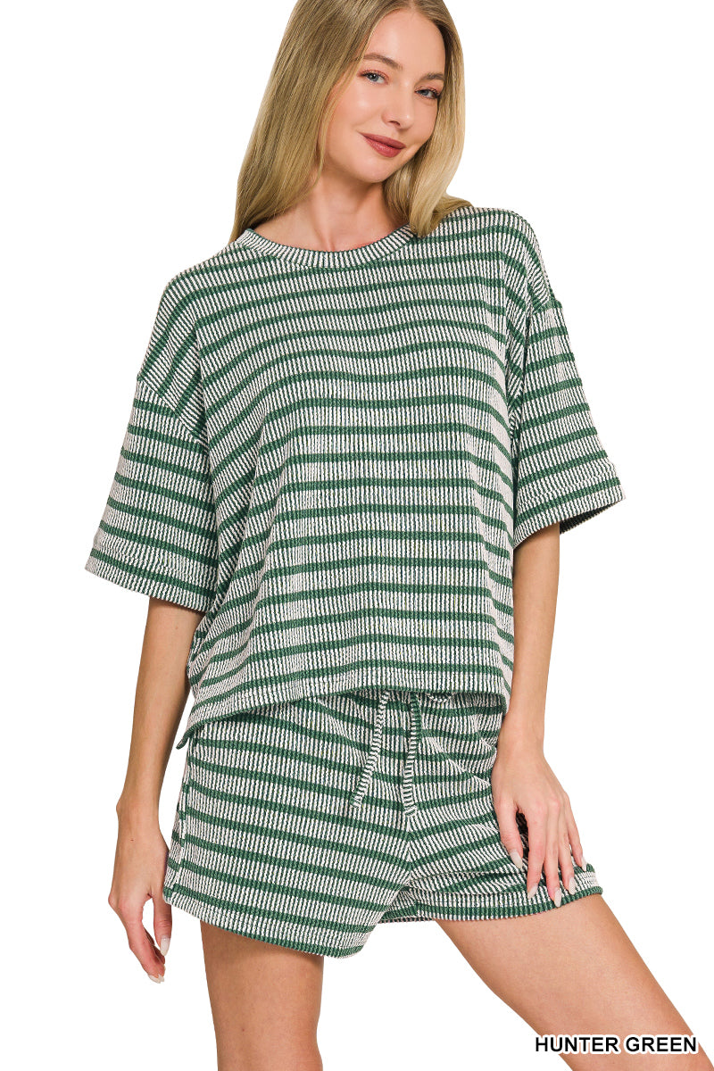 OL Ribbed Striped Short Set
