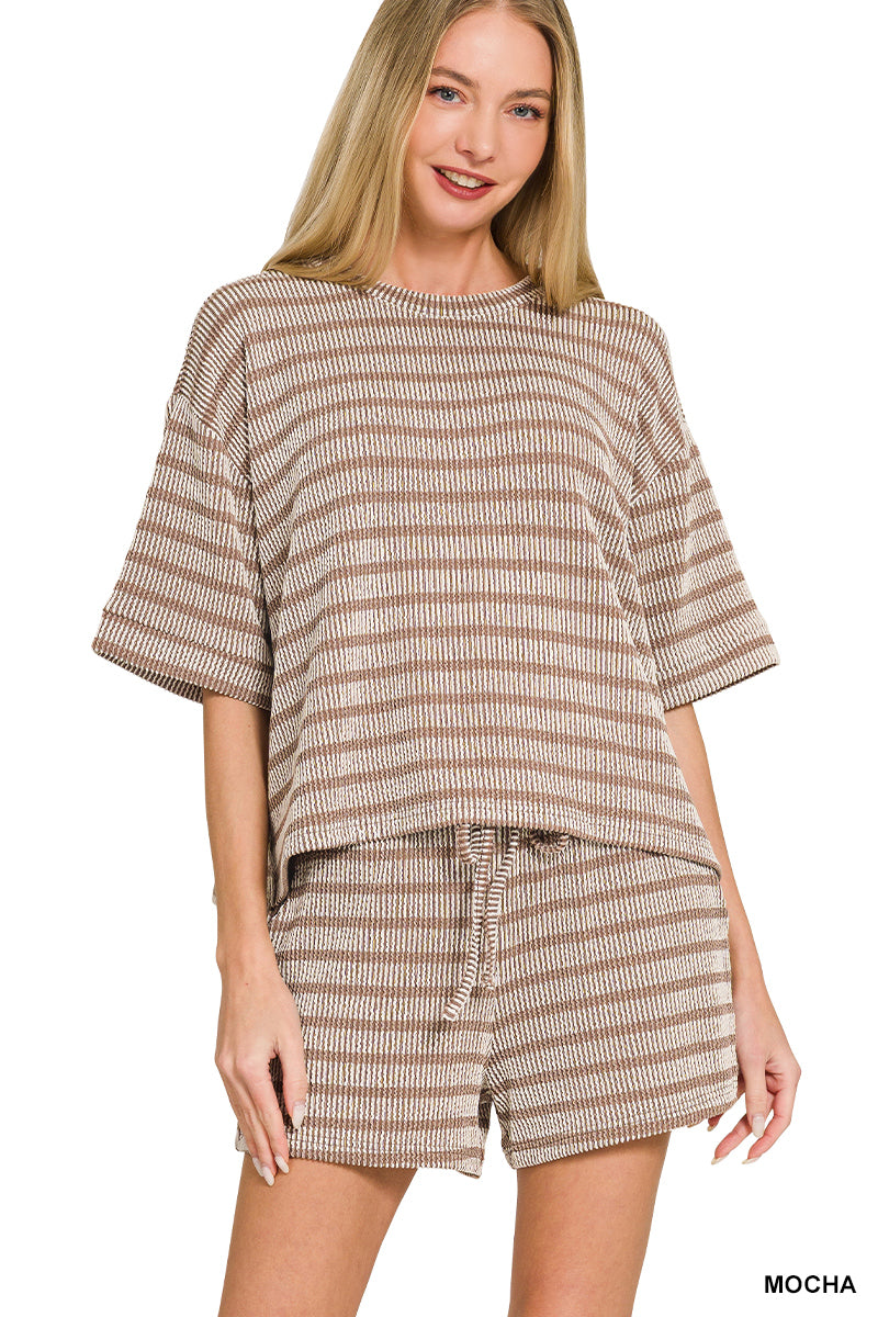 OL Ribbed Striped Short Set