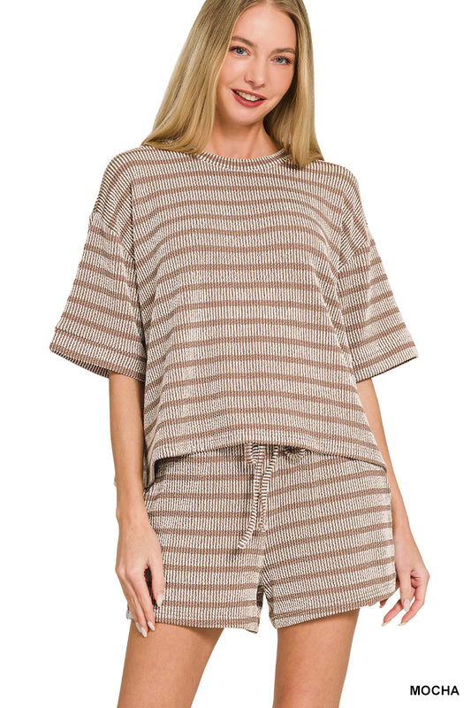 OL Ribbed Striped Short Set