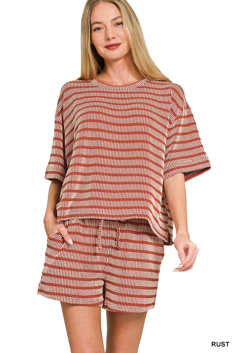OL Ribbed Striped Short Set
