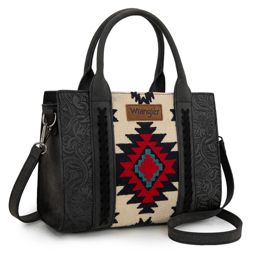 Wrangler Tooled Aztec Pattern Print Concealed Carry Tote/Crossbody