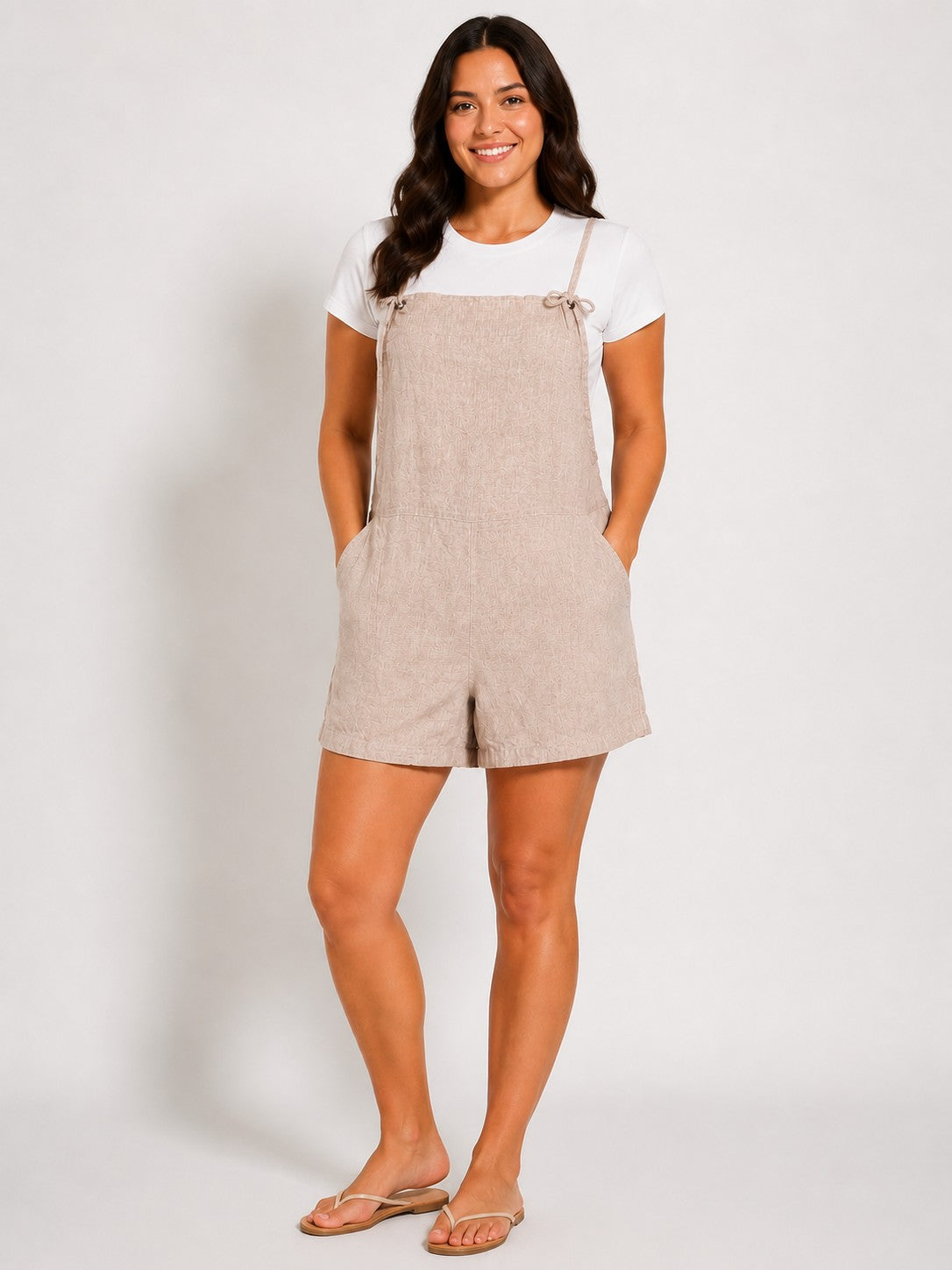 Acid Washed Linen Romper