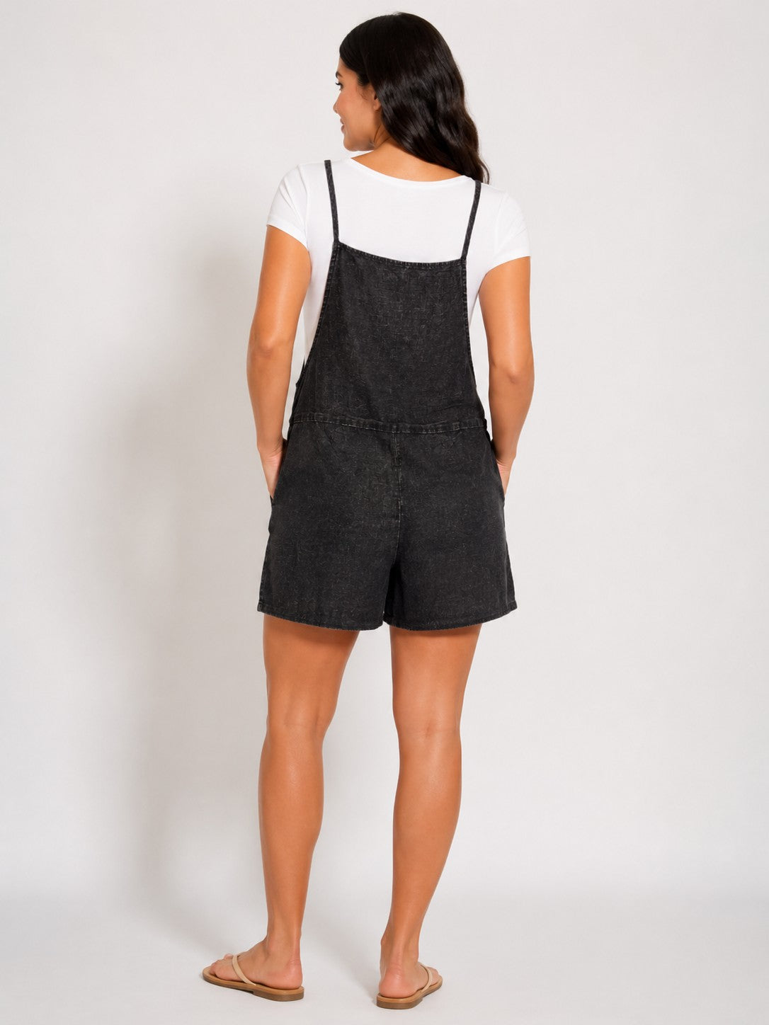 Acid Washed Linen Romper