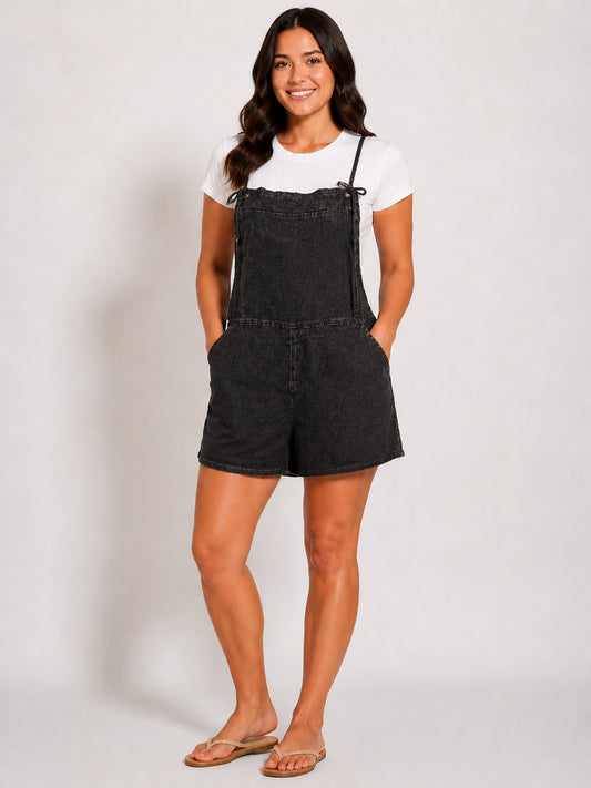 Acid Washed Linen Romper