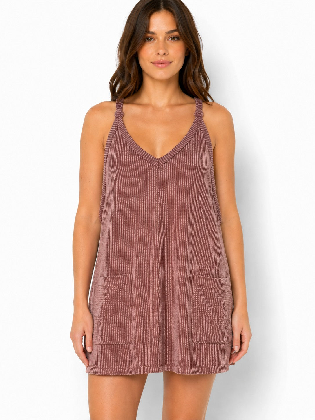 OL Ribbed Mini Romper Dress