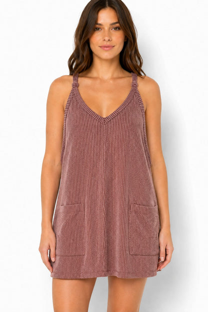 Ribbed Mini Romper Dress