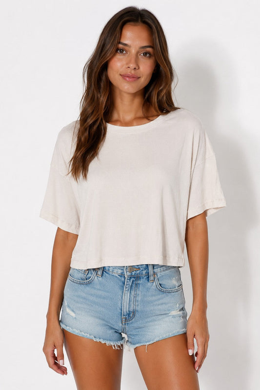 Ribbed Crop Box T-Shirt