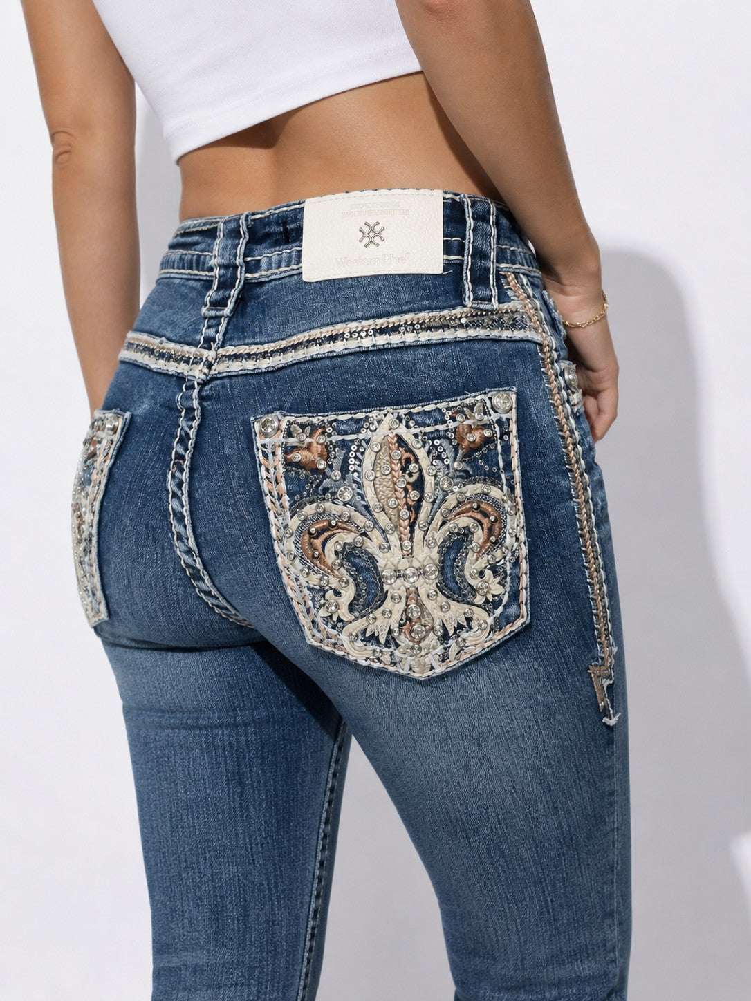 OL Western Blue Premium Bling Jeans