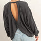 OL Long Sleeve Open Back Top