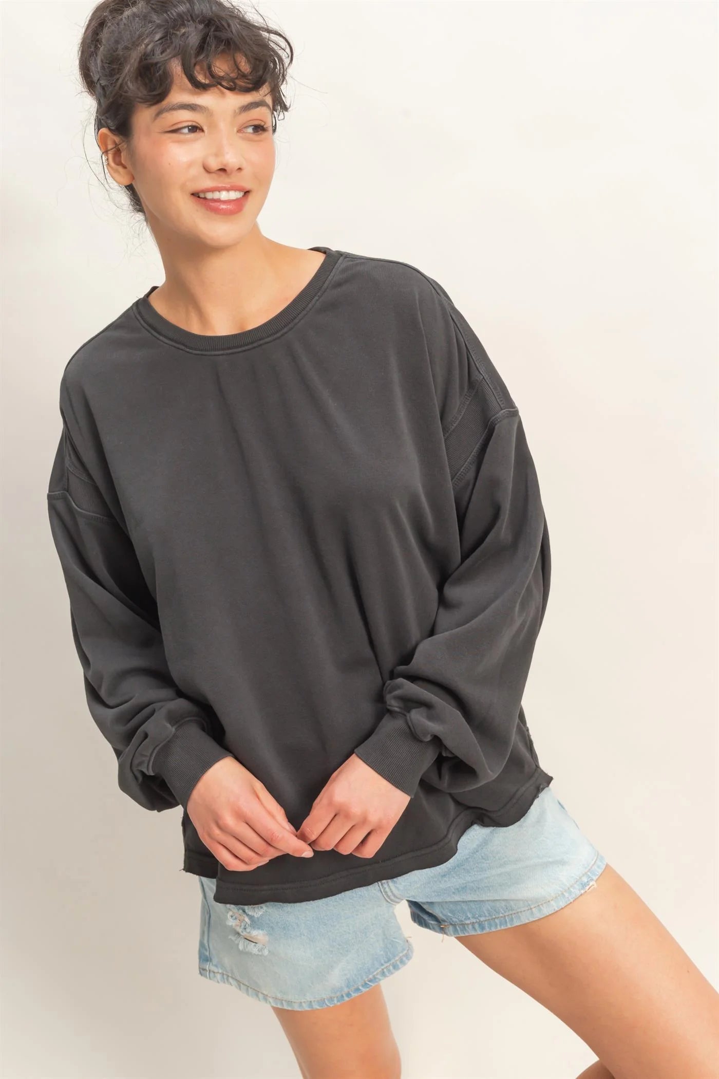 OL Long Sleeve Open Back Top
