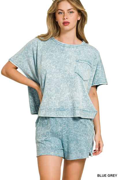 OL Acid Wash Cotton Short Set