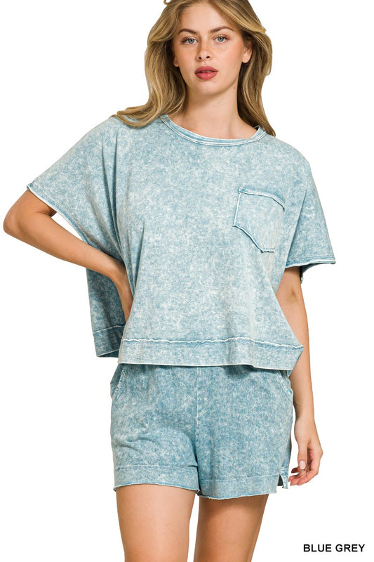 OL Acid Wash Cotton Short Set