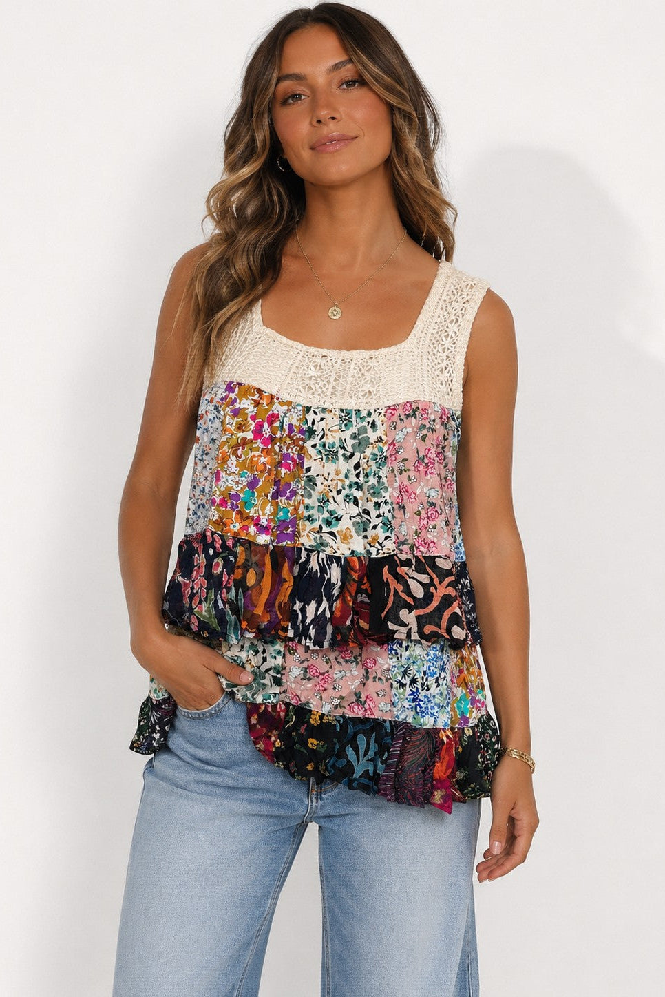 Tiered Lace Tank Top