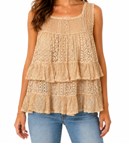 OL Tiered Lace Tank Top