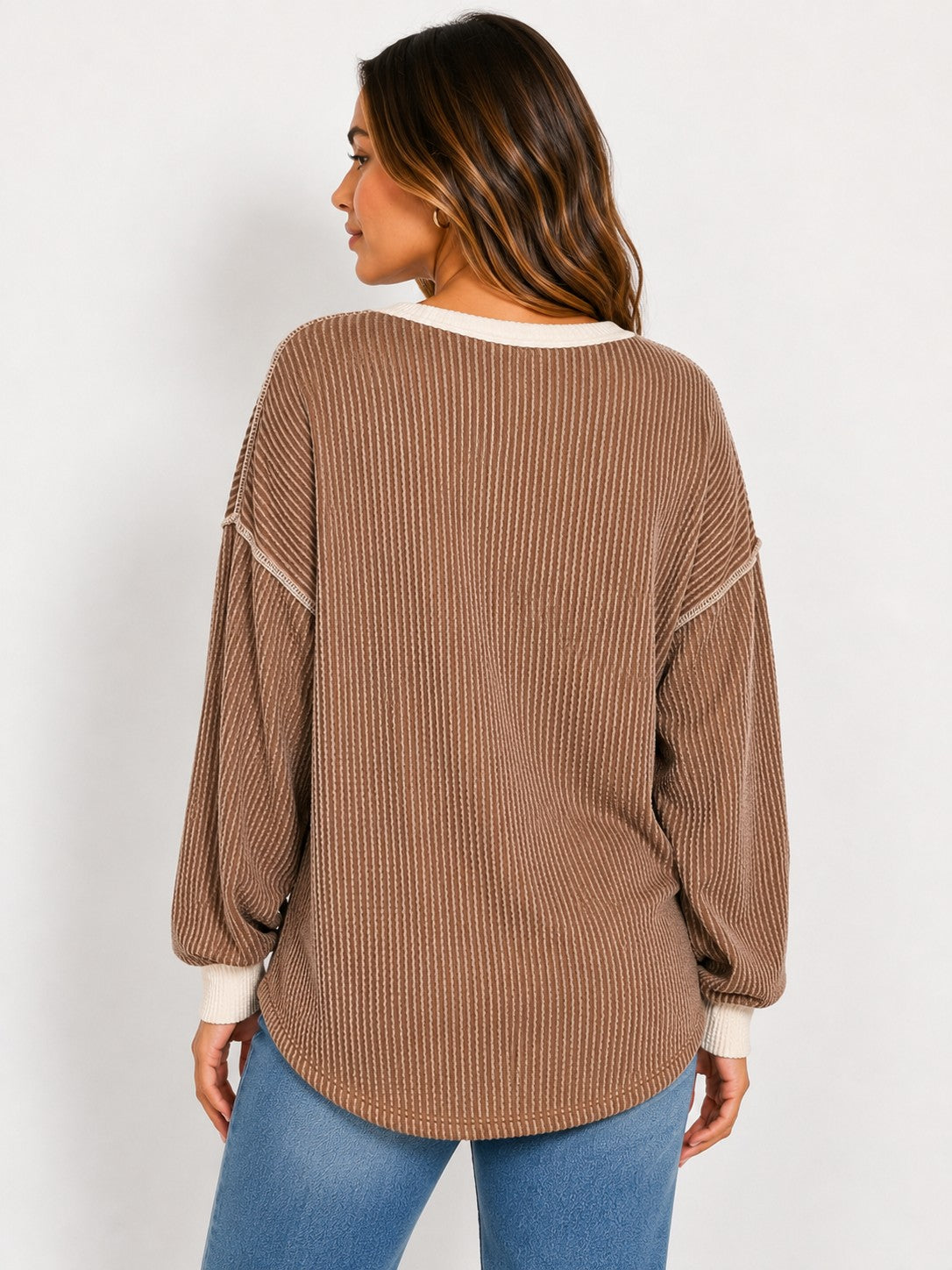 Ribbed Button Sweater