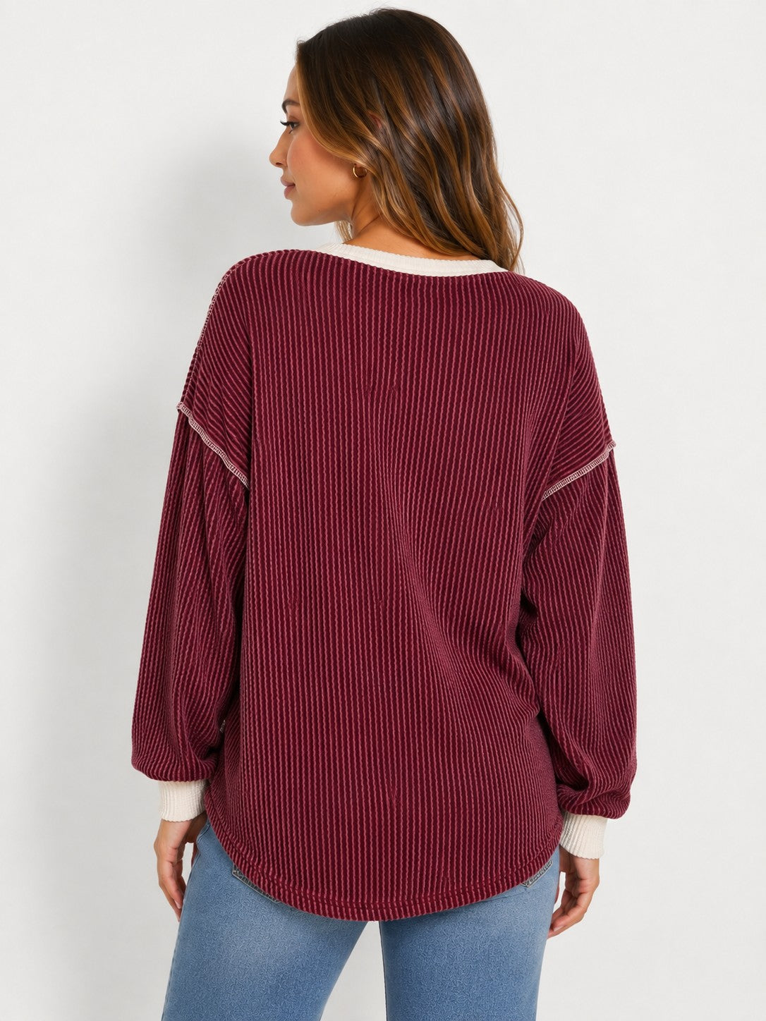 Ribbed Button Sweater