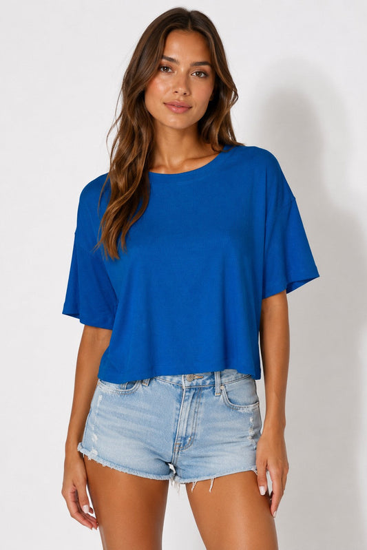 Ribbed Crop Box T-Shirt