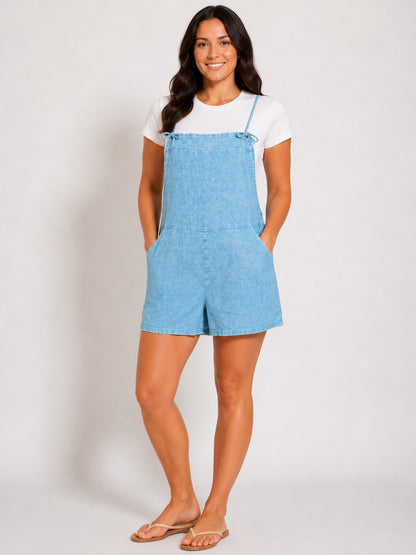 Acid Washed Linen Romper