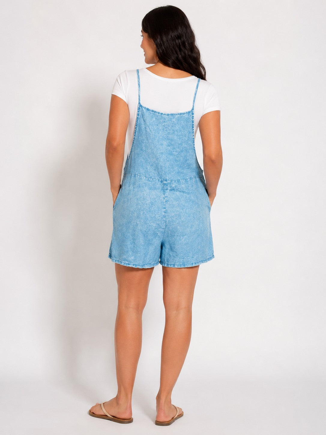Acid Washed Linen Romper