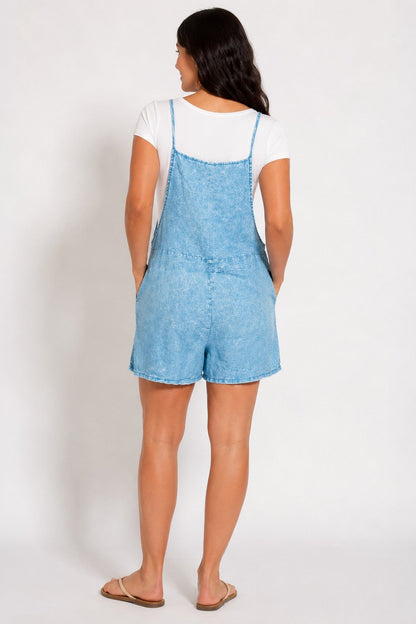 Acid Washed Linen Romper