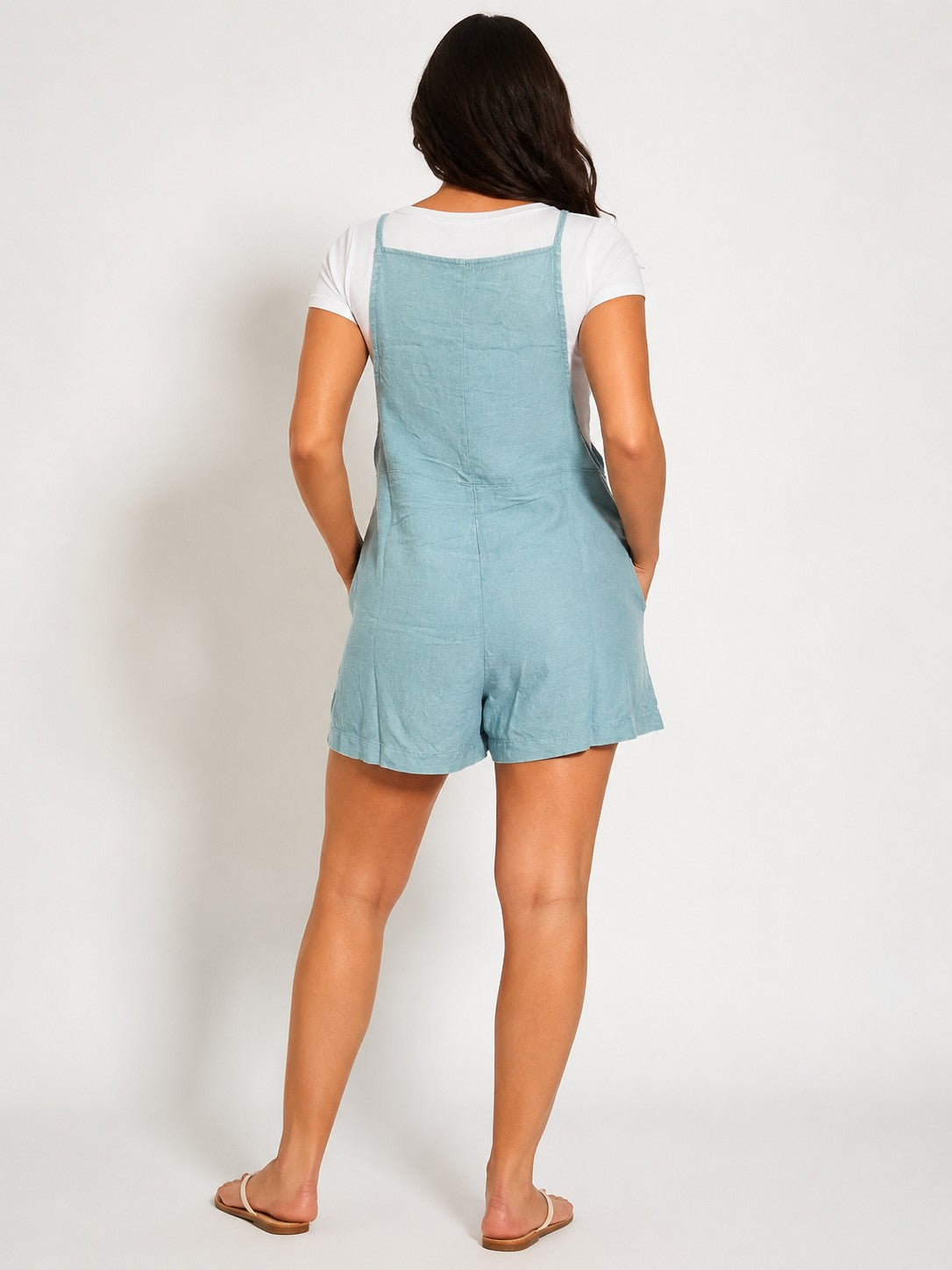 Acid Washed Linen Romper