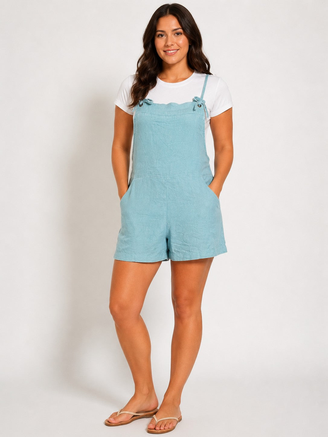 Acid Washed Linen Romper