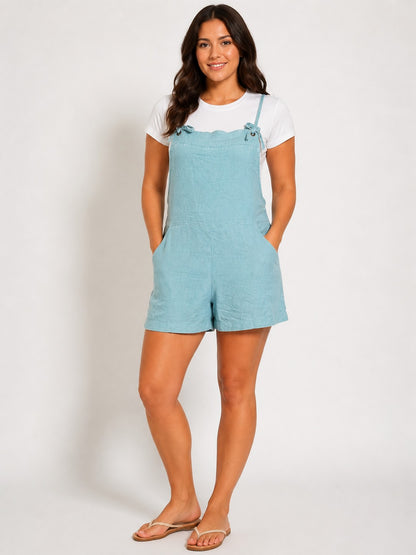 Acid Washed Linen Romper