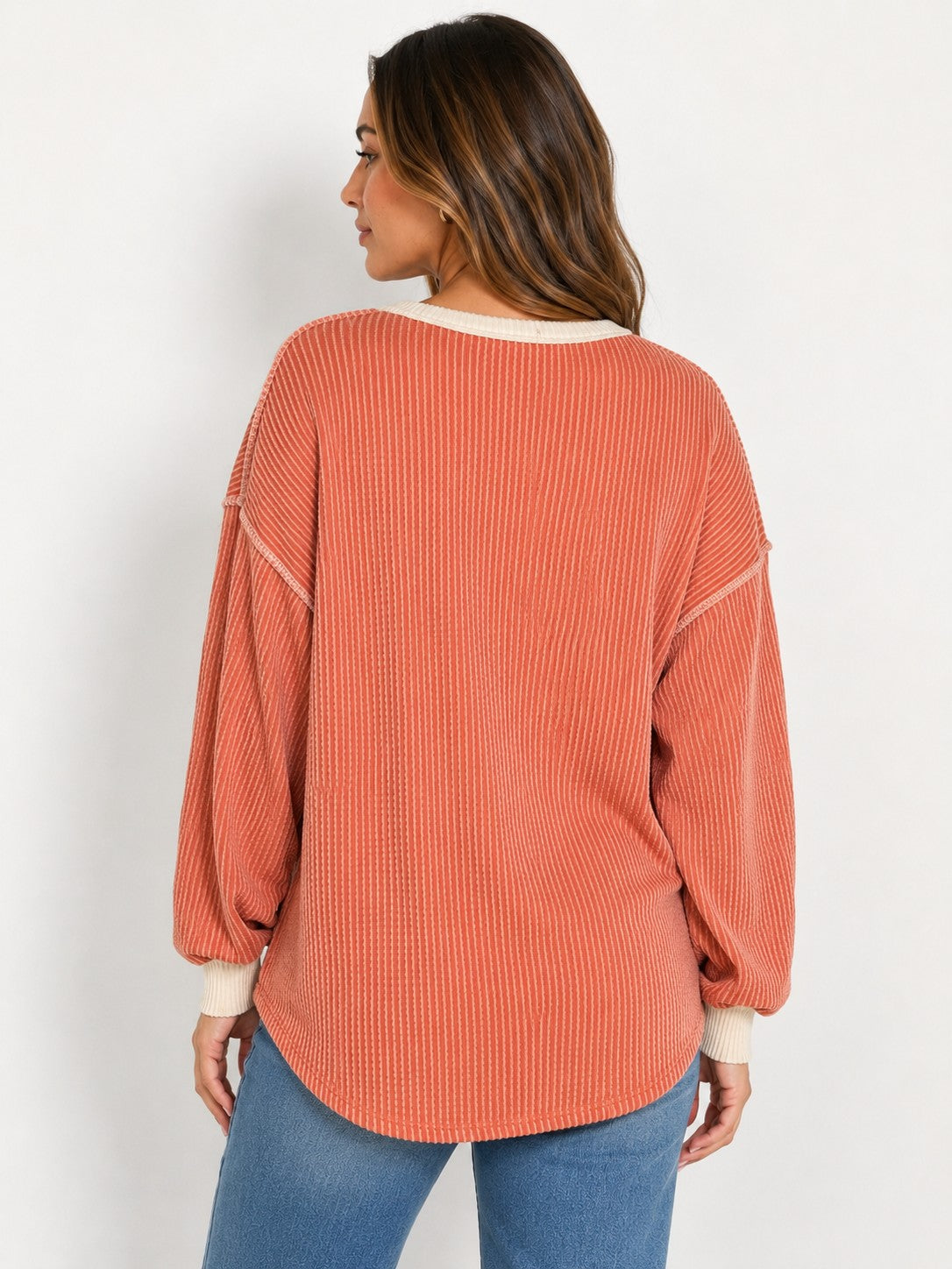 Ribbed Button Sweater