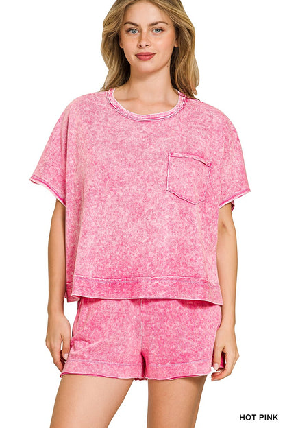Acid Wash Cotton Short Set