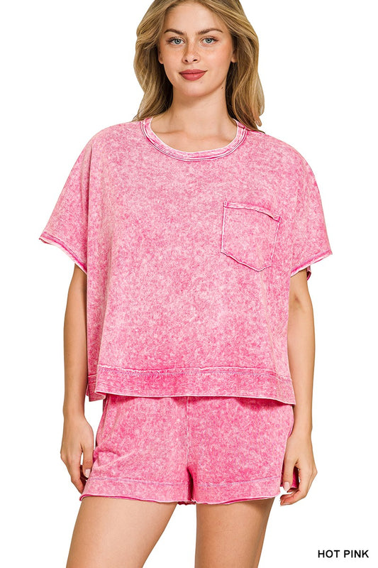 OL Acid Wash Cotton Short Set