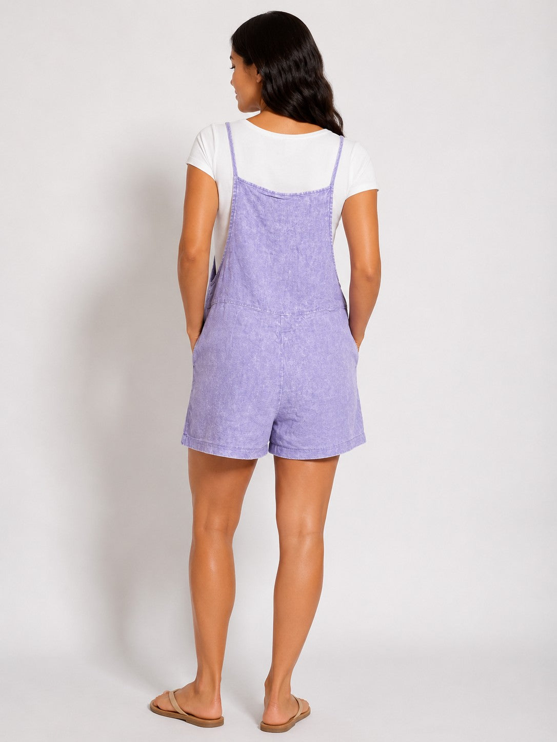 Acid Washed Linen Romper