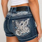 OL Motorcycle Bling Jean Shorts