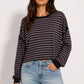 OL Long Sleeve Striped Open Back Top