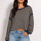 OL Long Sleeve Striped Open Back Top