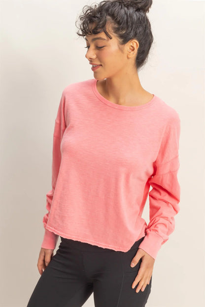 OL Long Sleeve Open Back Top