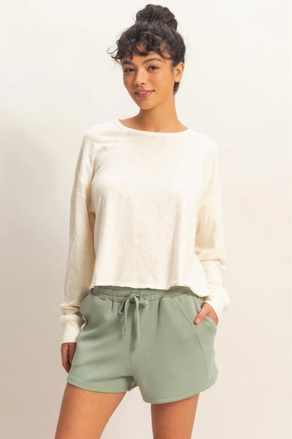 OL Long Sleeve Open Back Top