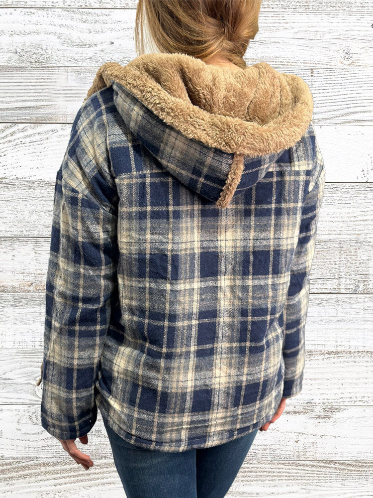 Plaid Sherpa Reversible Hoodie