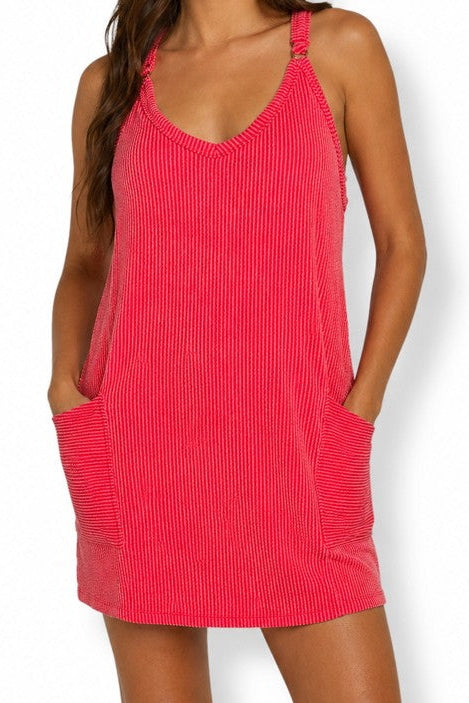 Ribbed Mini Romper Dress
