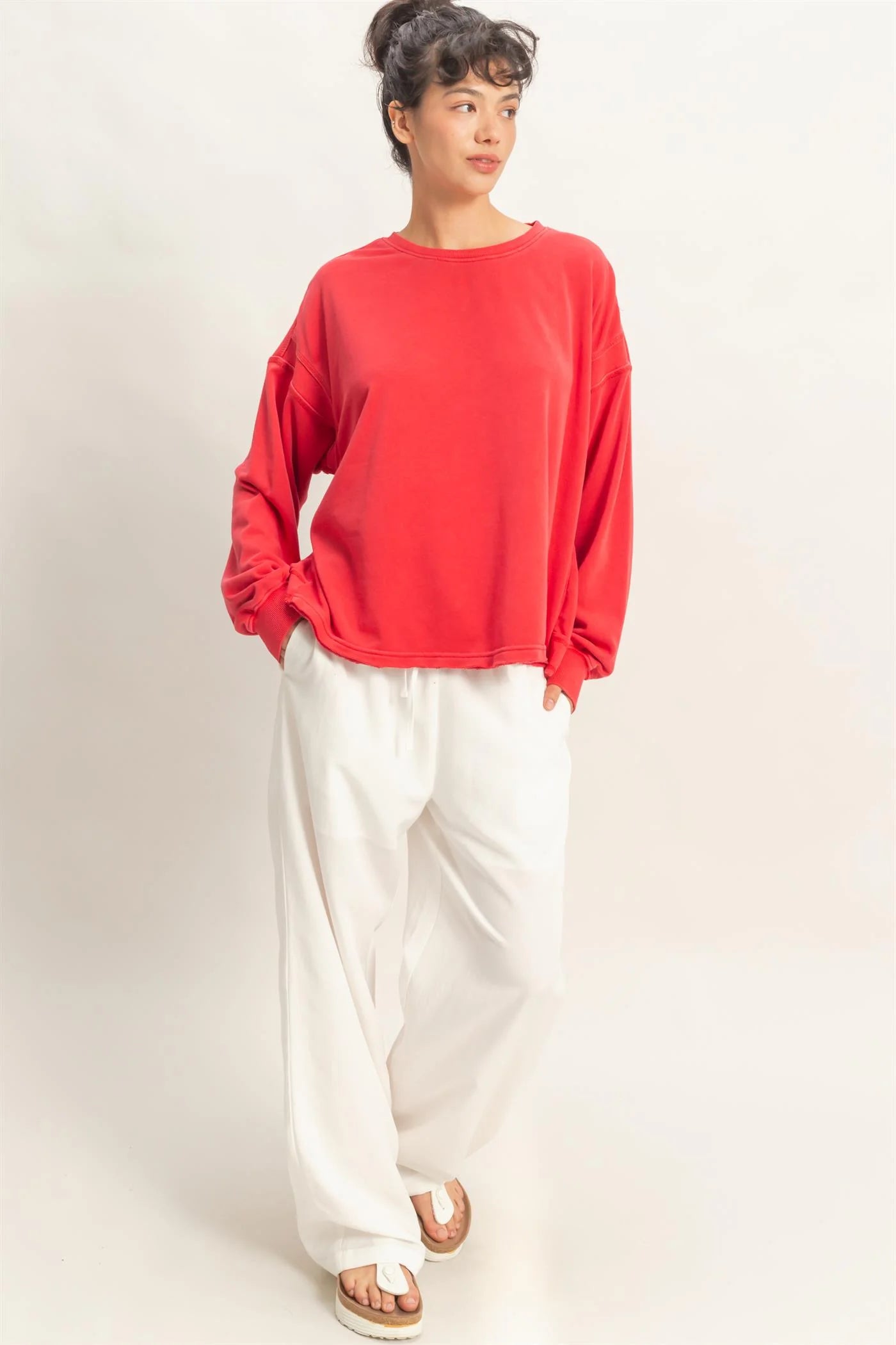 OL Long Sleeve Open Back Top